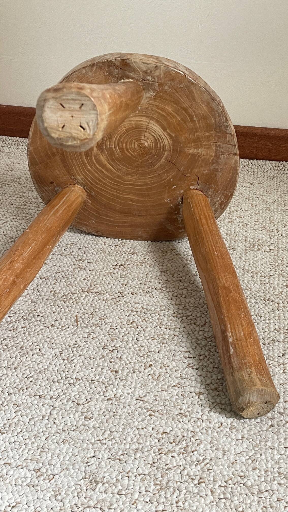 Vintage Solid Wood Tripod Stool