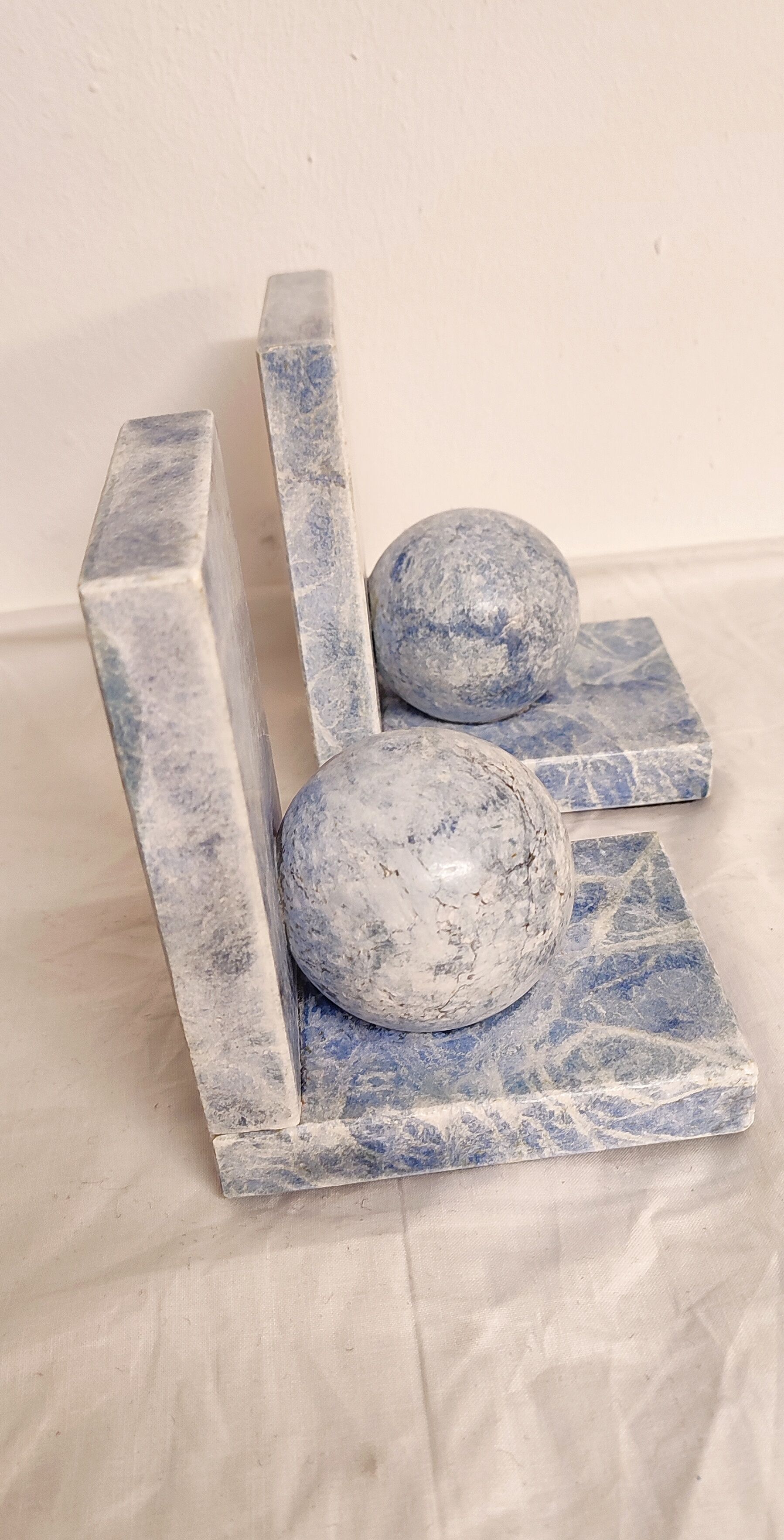 Blue marble bookend. Spain, 1970s.