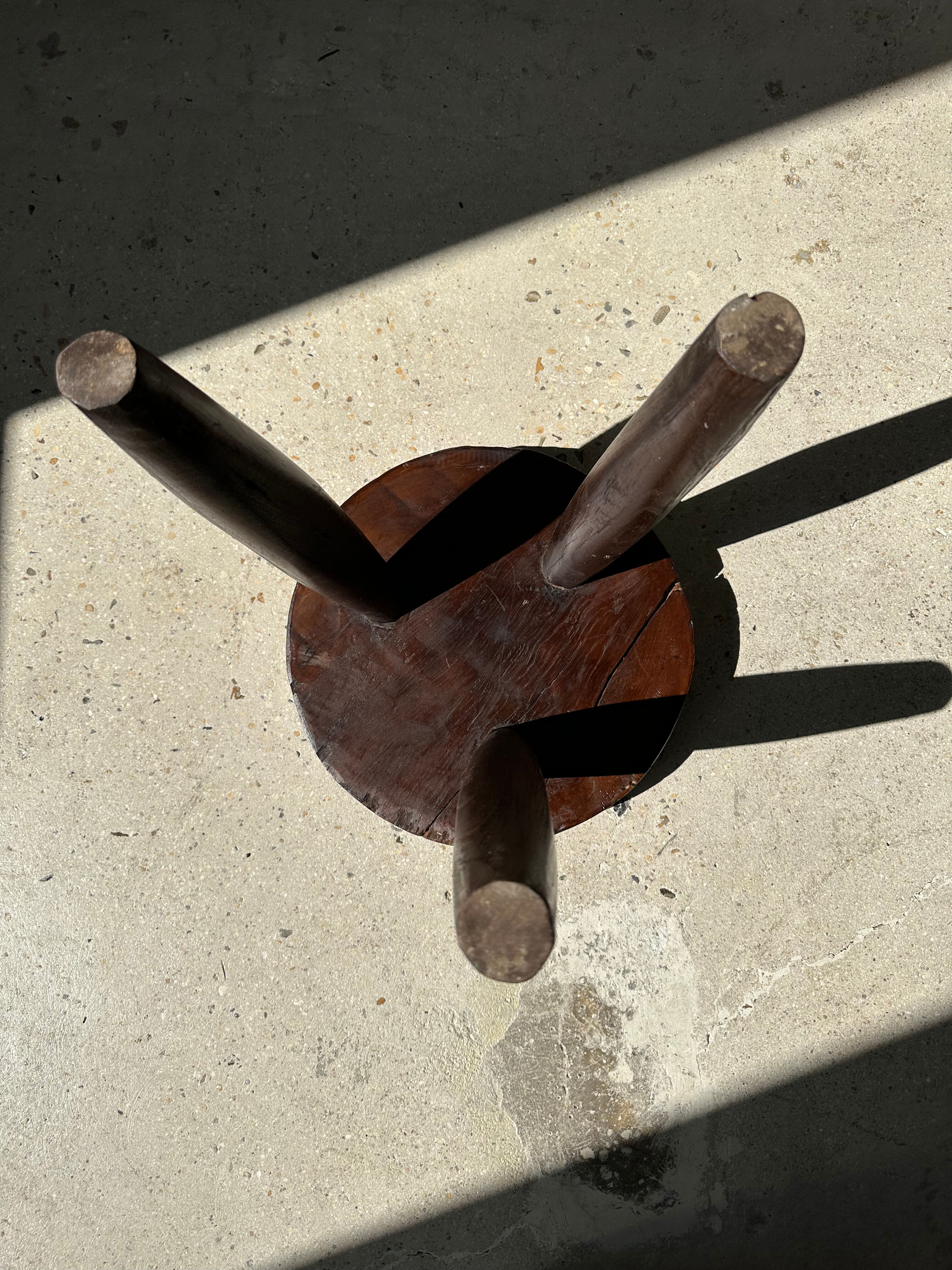 Brown solid wood stool hollow circular seat