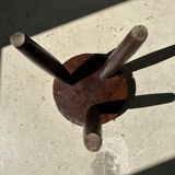 Brown solid wood stool hollow circular seat