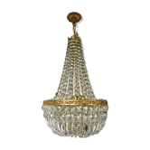 Lustre montgolfière en bronze et cristal