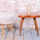 Mid-Century Stool in Upholstery and Beech, Slovakia, 1960s
