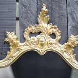 Console and its vintage mirror, brass and marble wall console, rococo style brass mirror