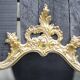 Console and its vintage mirror, brass and marble wall console, rococo style brass mirror