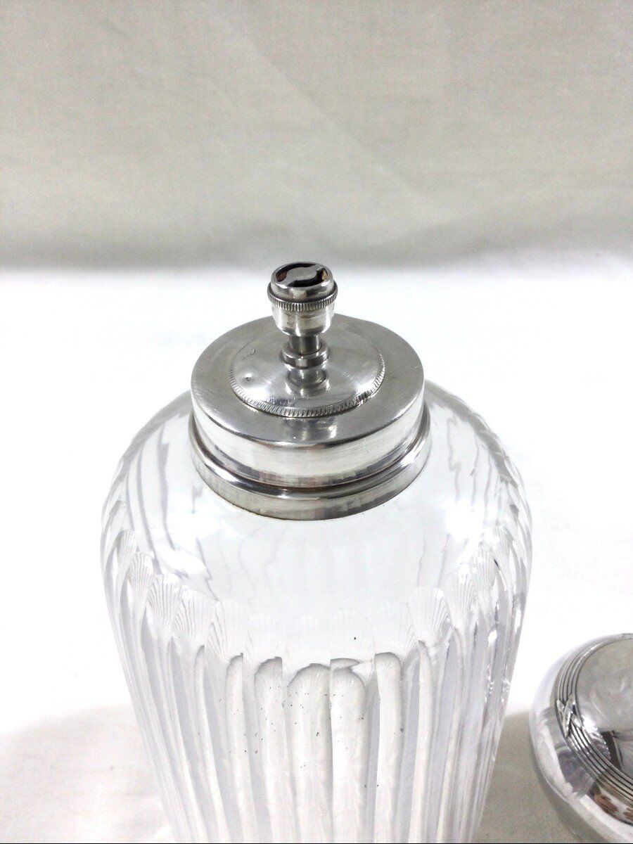 Crystal and silver toilet bottle Saglier Frères