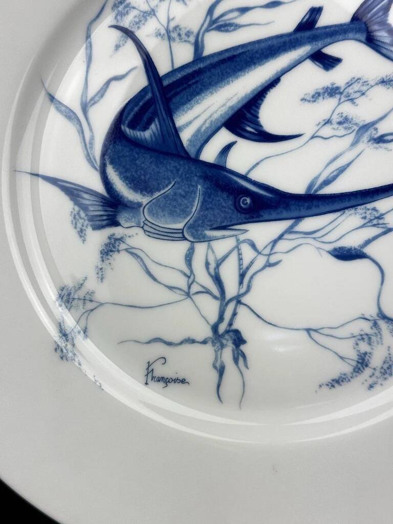Service of 6 stylised fish dinner plates – Jammet Seignolles