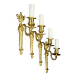 Suite de 4 appliques à 1 feu style Louis XVI du XIXe - bronze doré