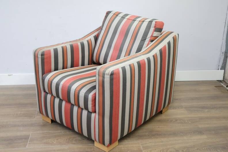 Vintage Van Maanen Cubic Club Armchair – Colorful Striped Fabric – Premium