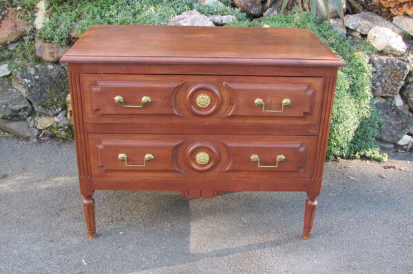 Commode sauteuse parisienne, 2 tiroirs, style Louis XVI
