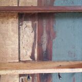 Wall shelf 3 shelves + 4 hooks cast iron in polychrome wood