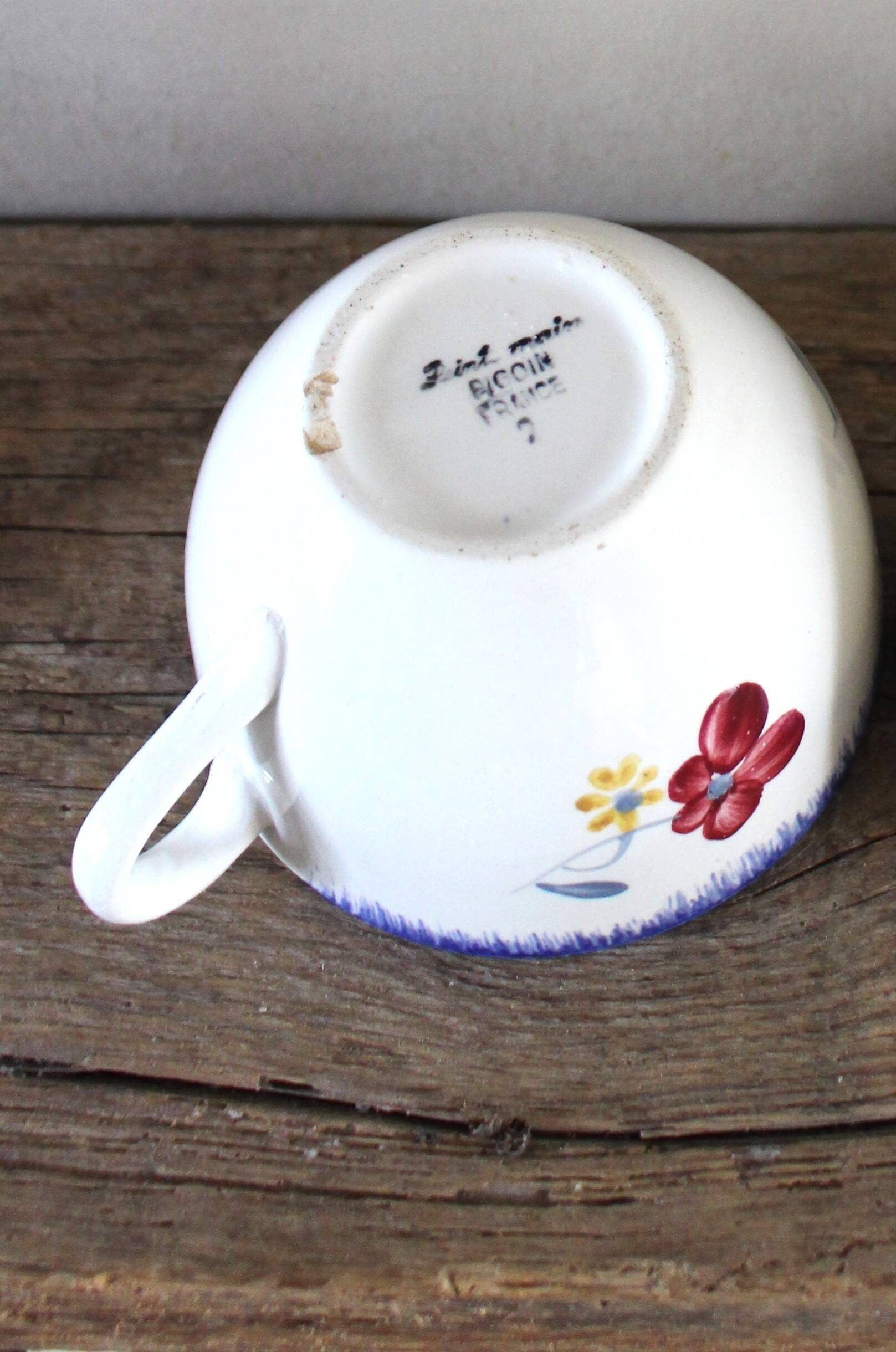 Tasse Mary Lou Fleurs bleu rouge jaune Digoin