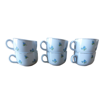 Tasses à café motif floral bleu