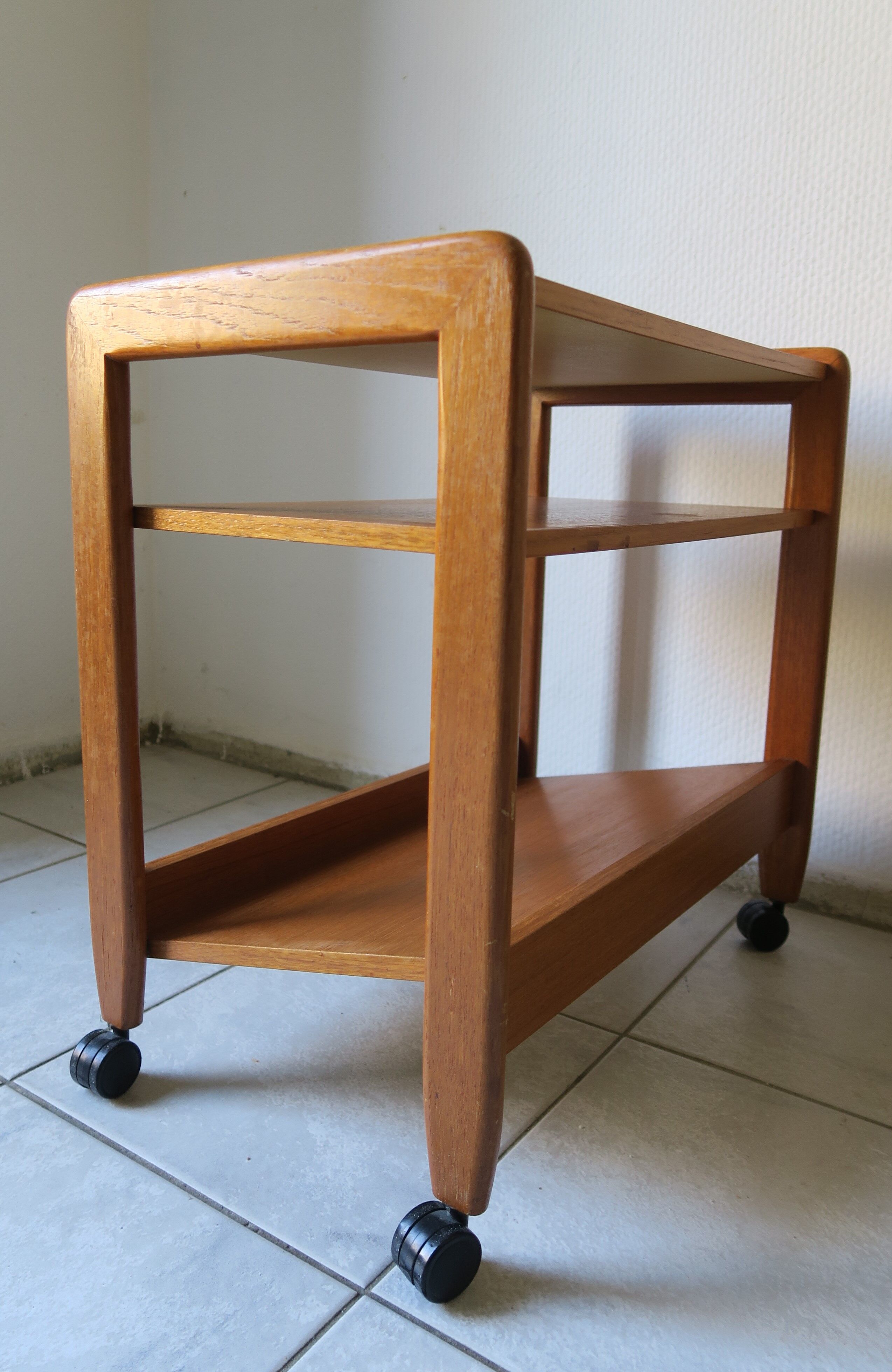 small danish trolley or sidetable in teak  from the 70s