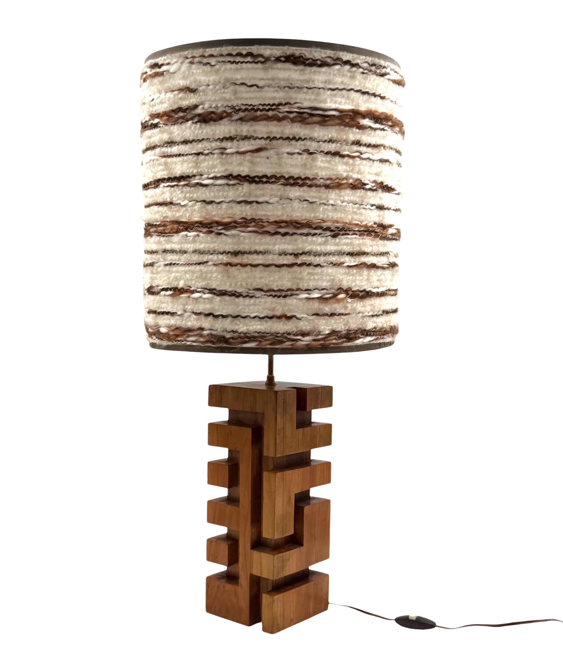 Hollywood regency wood table lamp, France 1970s