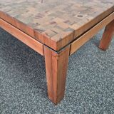 Large wood mosaic coffee table. Netherlands 1960s