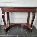 Old mahogany console with marble top