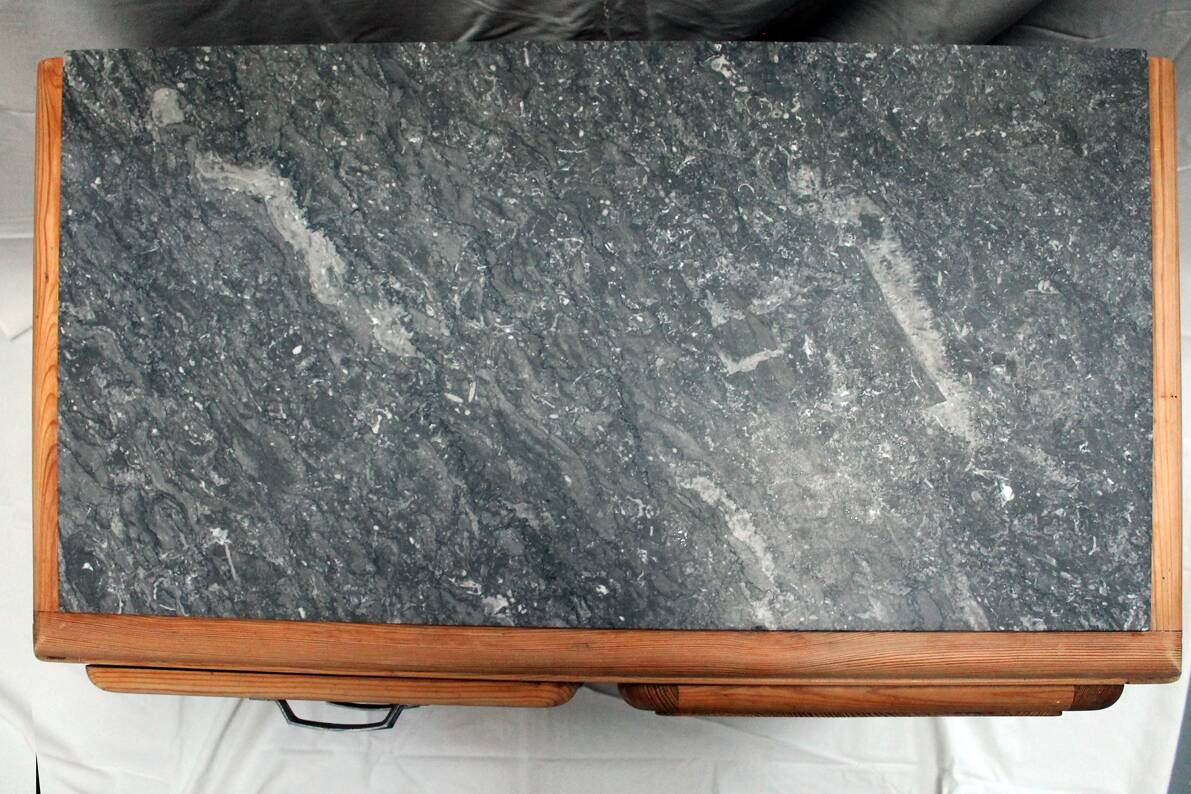 Low mado buffet, marble top, sanded