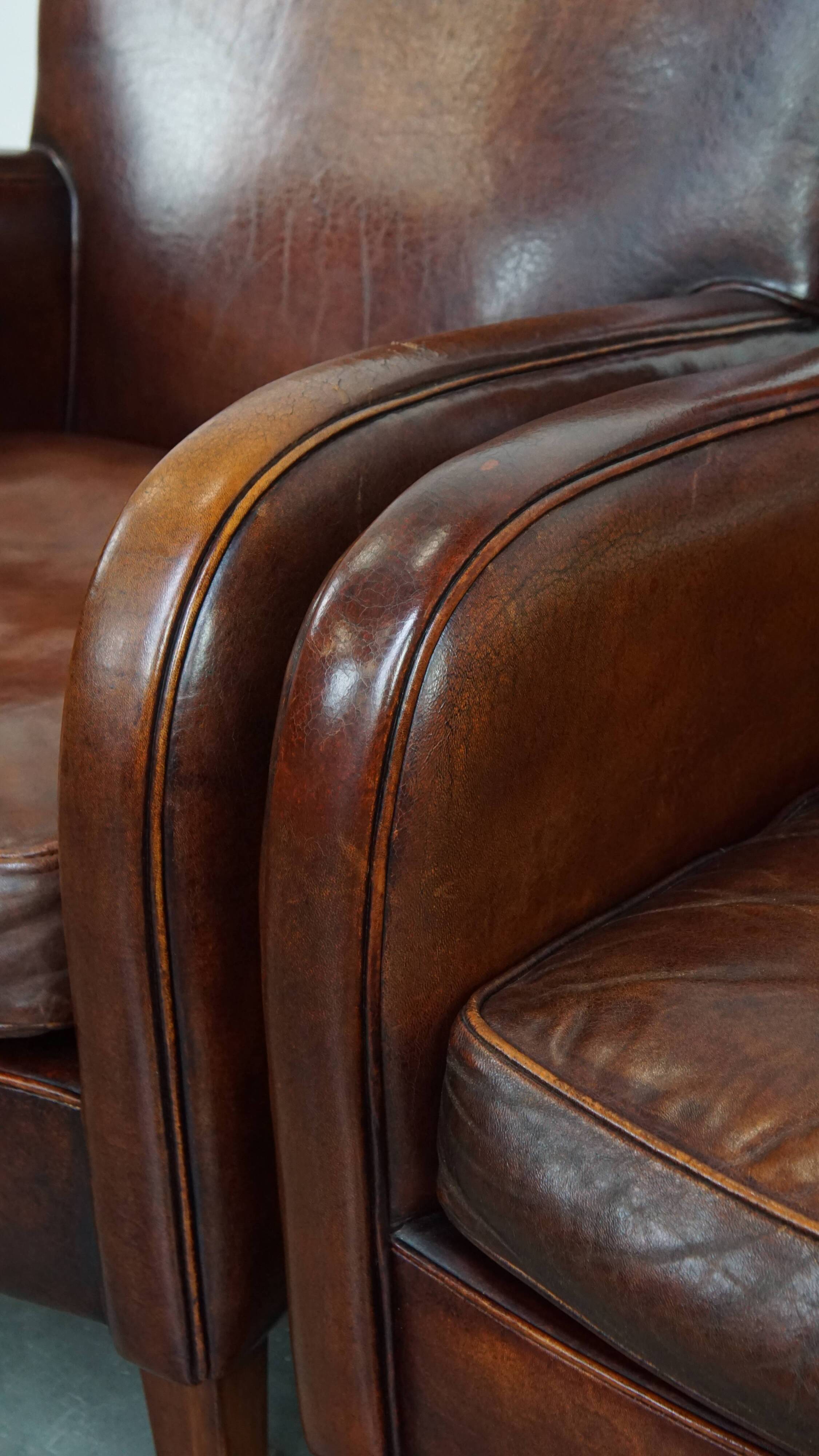 Set of 2 Sheepskin Leather Armchairs