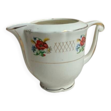Pot à lait / pichet vintage en porcelaine peint main ancien