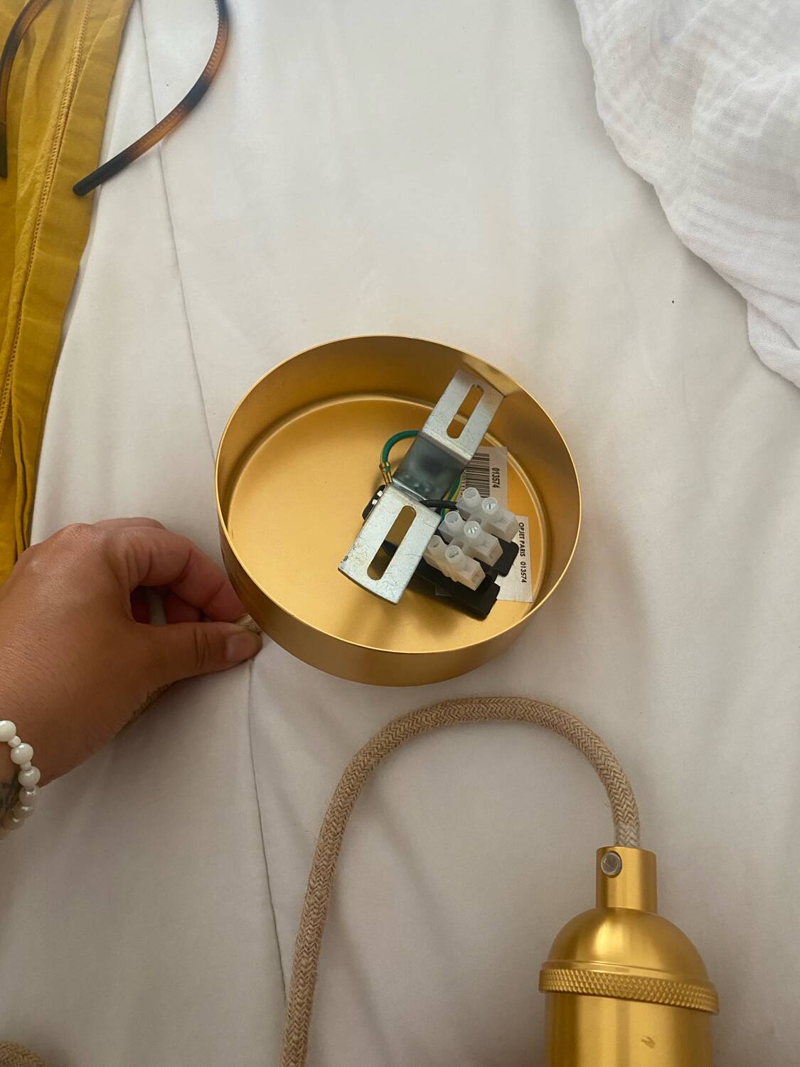 Vintage amber blown glass pendant light