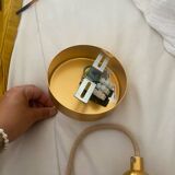 Vintage amber blown glass pendant light