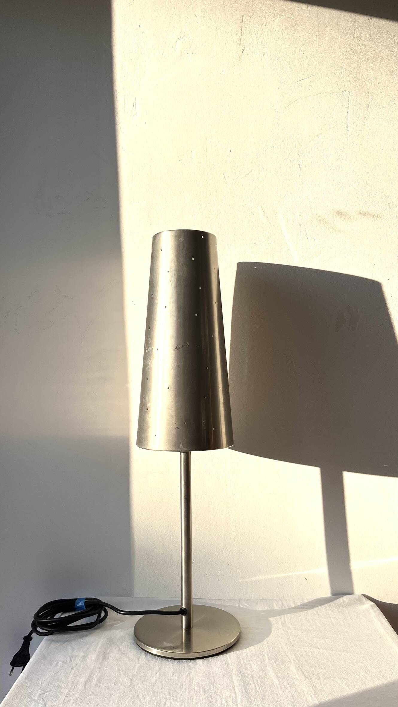 Brushed silver metal lamp vintage design by Anne Nilsson for IKEA