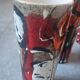 X5 enamelled ceramic mugs with abstract 60s decor