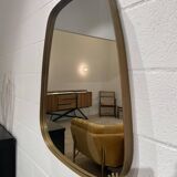 Rear view mirror and free form brass outline 75x65cm