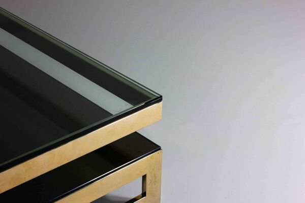 Table Basse Plaquée Or en Forme de G de Belgochrom, 1970s