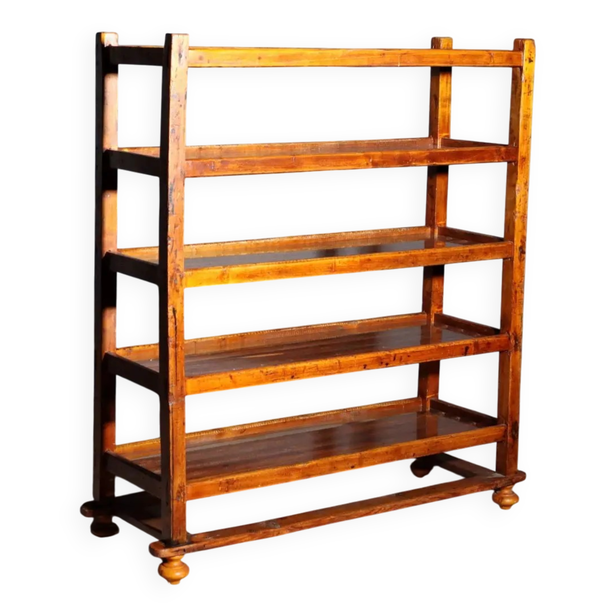 Antique library in painted fir walnut, Italy, early 20th century.
