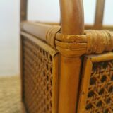 Vintage bamboo rattan and canning magazine holder