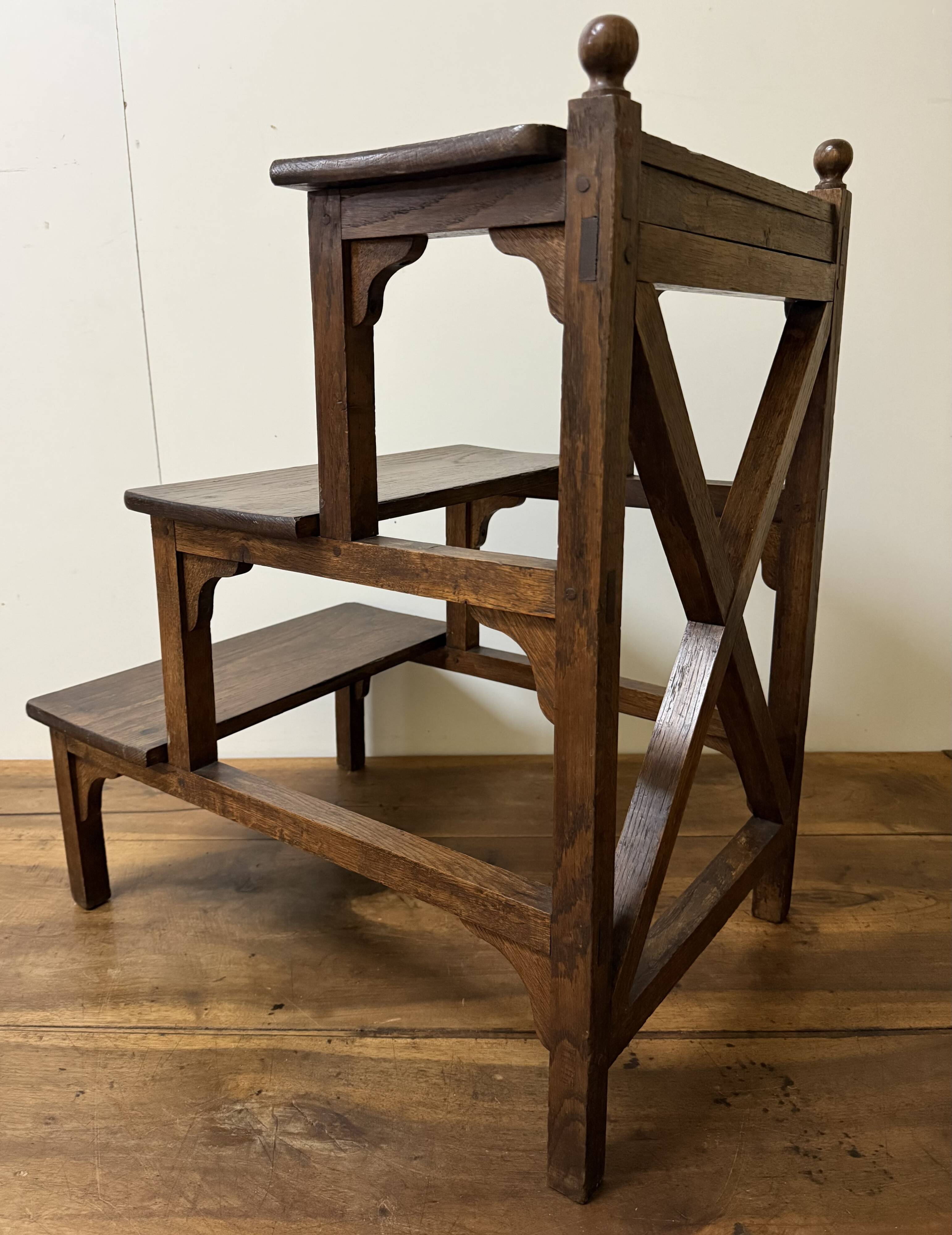 Library step ladder in oak