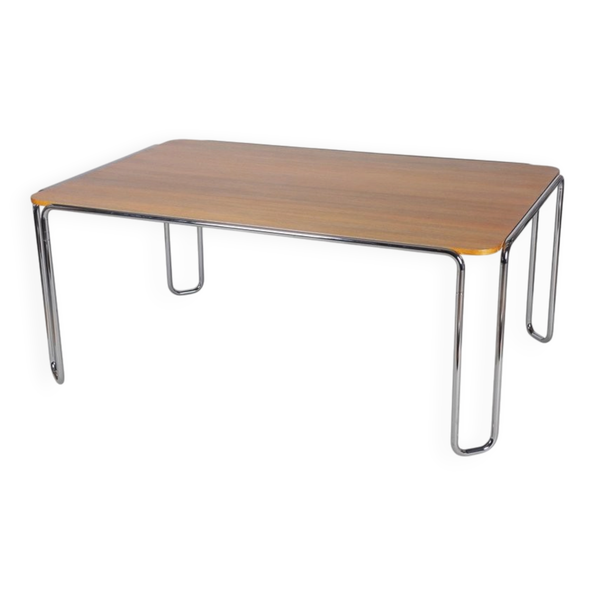 Bauhaus Dining Table, attributed to R. Slezák, Chrome, Polished Oak, Czech, 1930s