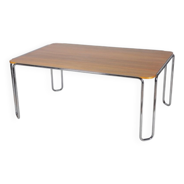 Bauhaus Dining Table, attributed to R. Slezák, Chrome, Polished Oak, Czech, 1930s