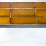 Coffee table signed Roger Capron, steel and ceramic, bird motif