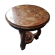 Small antique carved wooden side table with pink marble top – Occasional table