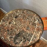 Table bouillotte style Louis XVI merisier marbre