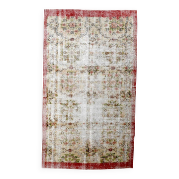 5x8 Pale Red & Cream Floral Pattern Vintage Rug, 144x250Cm