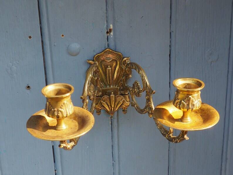 French Antique bronze piano wall candle sconce Art Nouveau stamped E MULLER