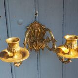 French Antique bronze piano wall candle sconce Art Nouveau stamped E MULLER