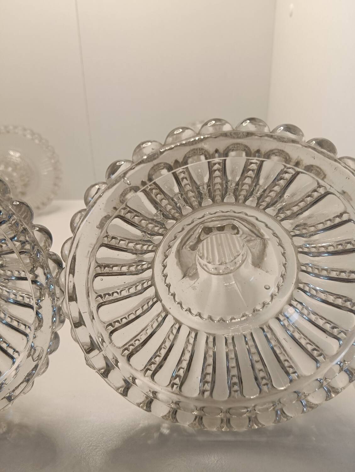 Pair of vintage glass candlesticks