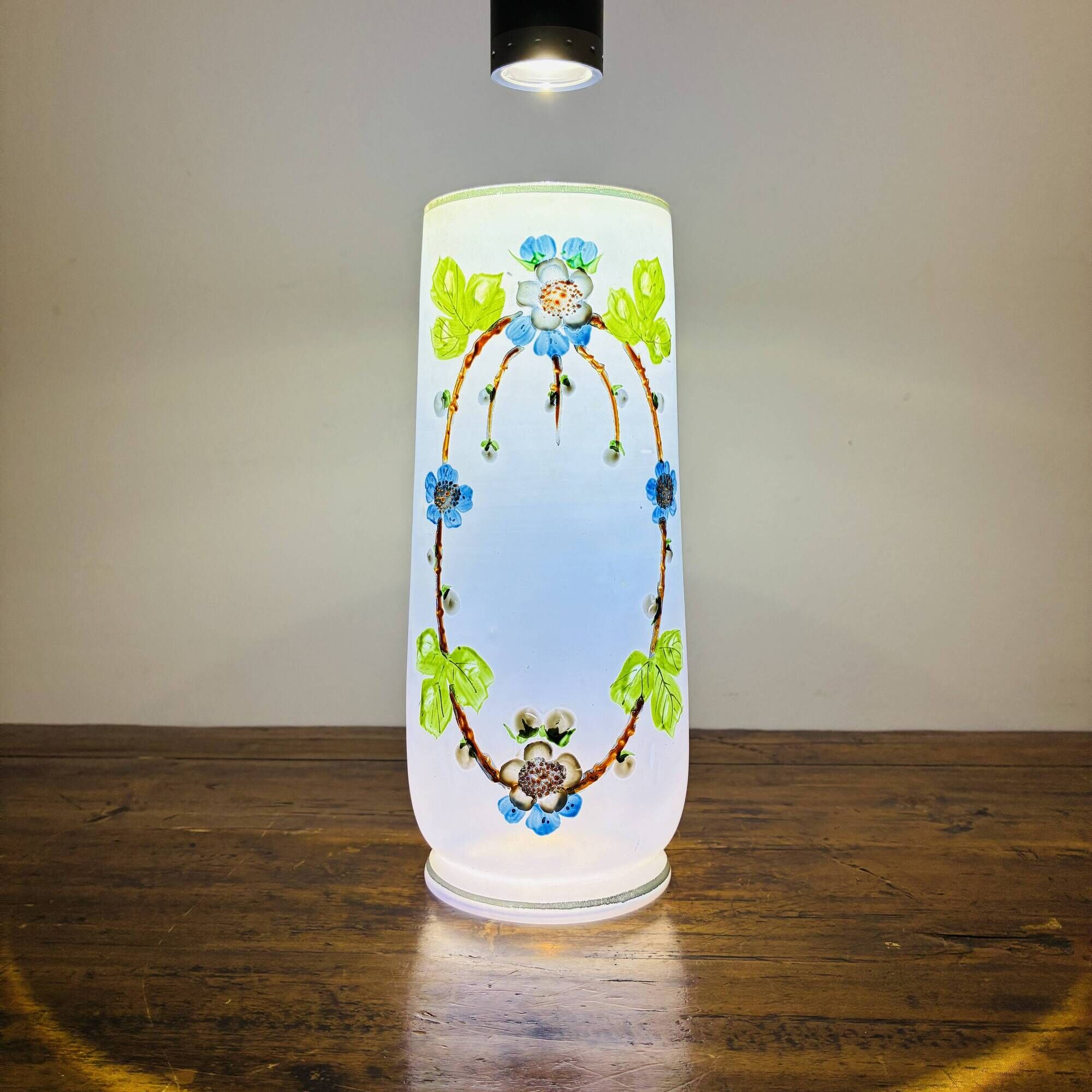 Rare pair of antique hand-painted opaline glass vases – Napoleon 3