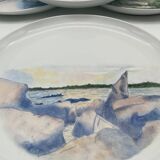 Assiette en porcelaine peint main décor paysage