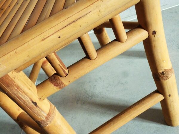 Table d'appoint en bambou, table basse bambou, tabouret bambou.