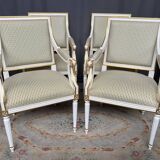 Set of four classic Louis XVI armchairs. Solid wood.