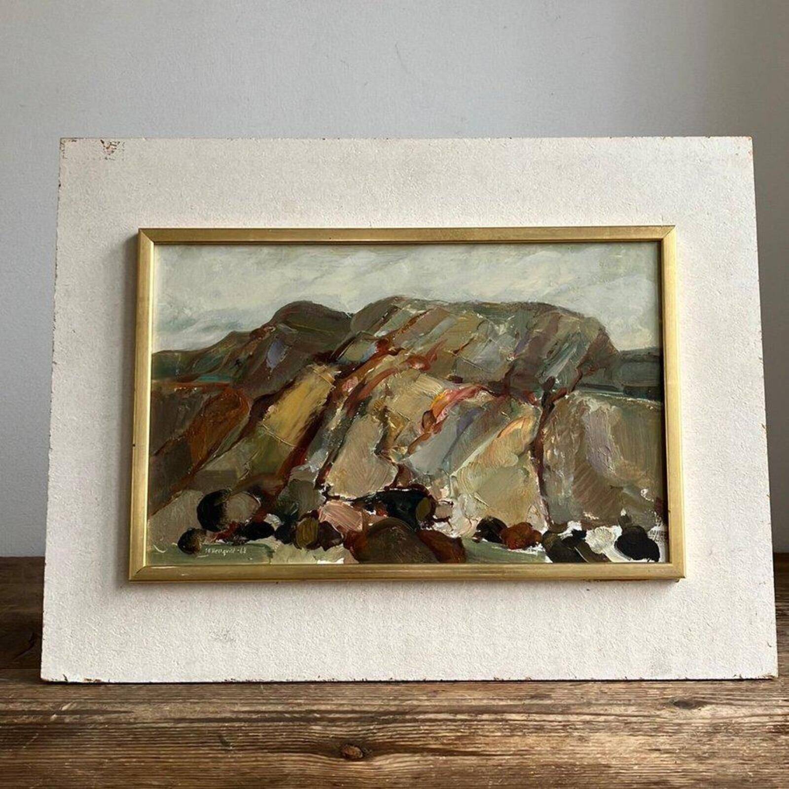Huile sur panneau d'origine suédoise – "Formation" par S.E. Hellqvist