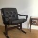 Armchair siesta brown leather by ingmar relling for westnofa
