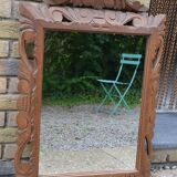 Ancien grand miroir en bois sculpté 62/93