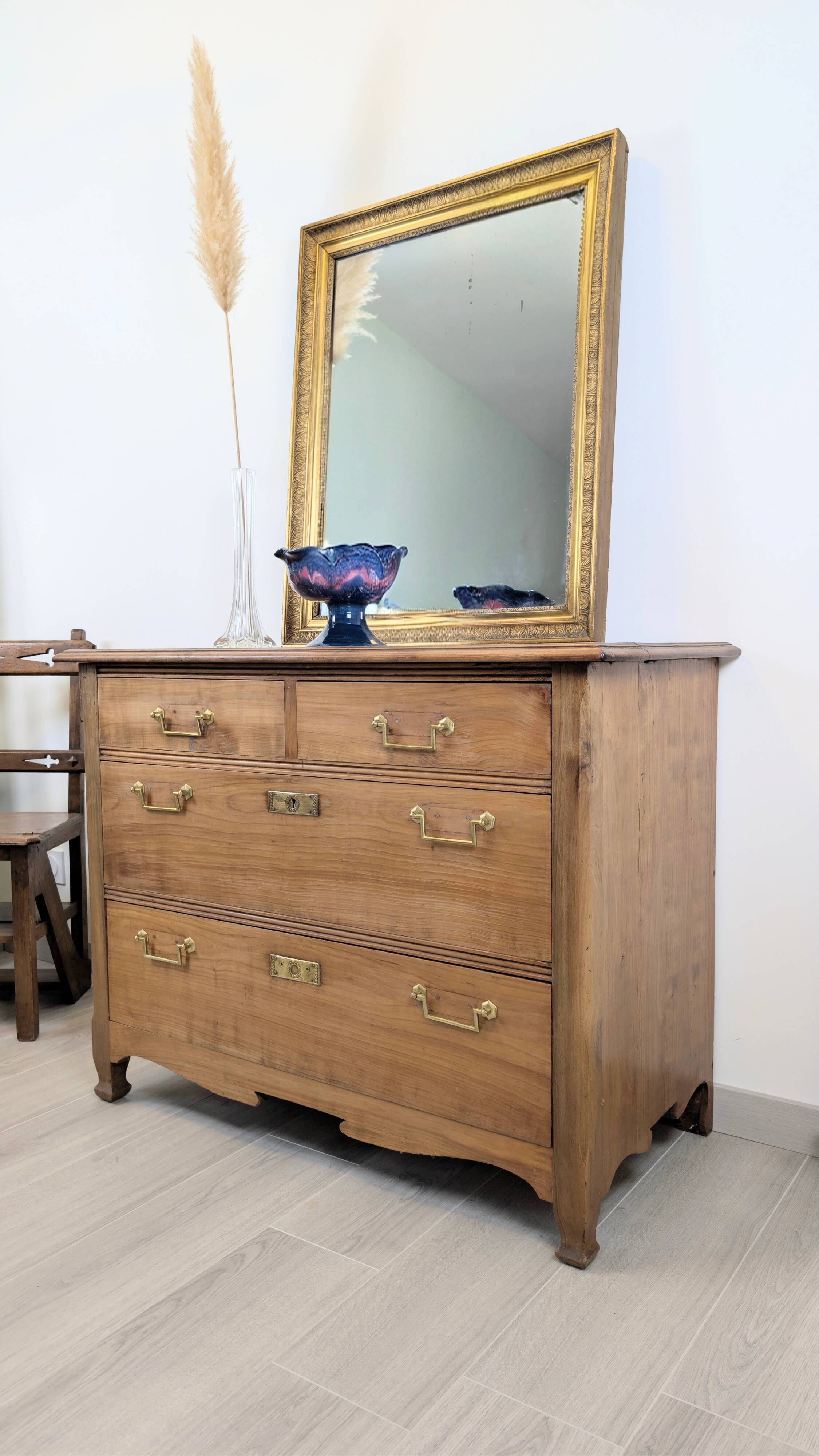 Antique mirror 19th century gilded carved frame 82 x 66 cm