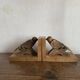 Pair of Art Deco wooden bookends carved with birds.